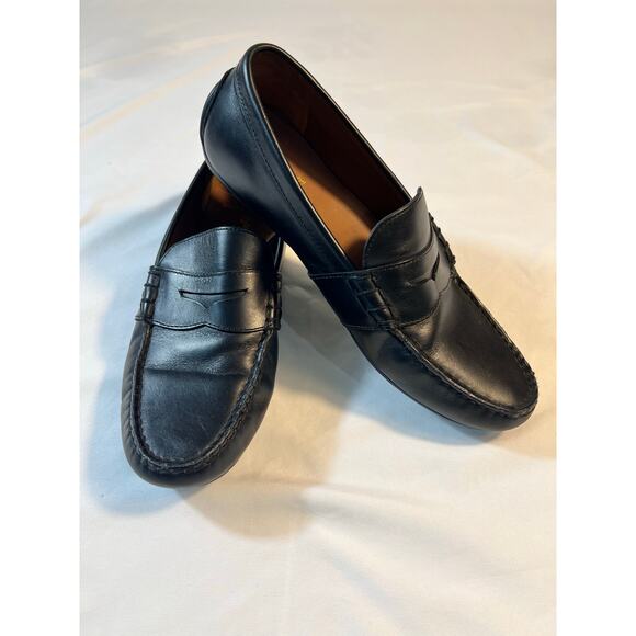 Polo Ralph Lauren Reynold Black Leather Loafers Men’s Slip On Driving Shoes - Picture 2 of 6